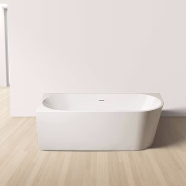BELVIT Halb-Freistehende Eckbadewanne Links Acryl Weiß glänzend mit Ablaufgarnitur Klickablauf 170x78 cm