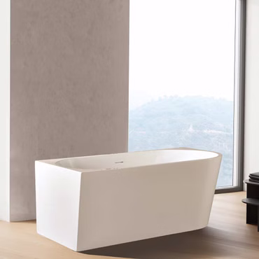 BELVIT Halb-Freistehende Eckbadewanne Links Acryl Weiß glänzend mit Ablaufgarnitur Klickablauf 170x78 cm