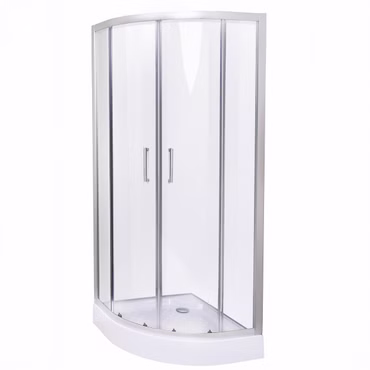 Belvit Duschkabine Viertelkreis mit Schiebetür und Duschwanne 80x80x200cm