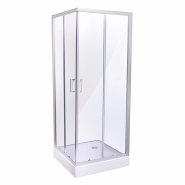 Belvit Duschkabine Eckdusche mit Schiebetüren und Duschwanne 90x90x200cm