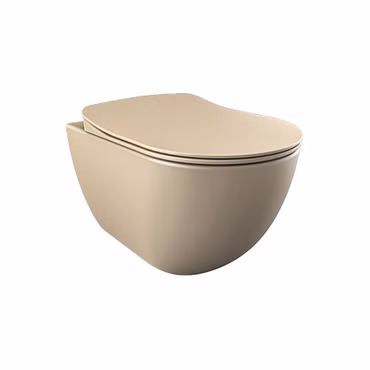 Creavit Rimoff Hänge WC Set mit Taharet/- Bidetfunktion matt Cappuccino spülrandlos antibakteriell Duroplast Softclose WC Sitz