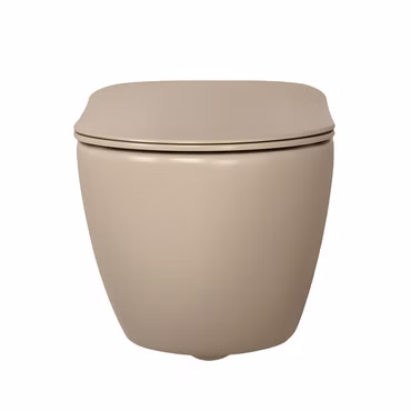 Creavit Rimoff WC Set Hänge WC matt Cappuccino randlos antibakteriell mit Softclose Sitz Duroplast Inox