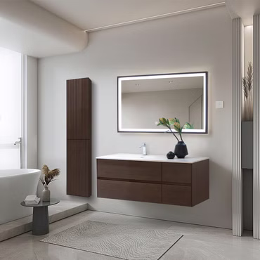 Design-Waschtischunterschrank 120 cm Grifflos & Softclose Nussbaum Dunkel