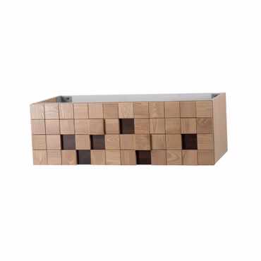 Waschbecken Set MOVEA 120 cm Waschbecken rund mattweiß Mineralguss mit Unterschrank helle Eiche