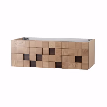 Waschbecken Set MOVEA 120 cm Waschbecken mattweiß Becken links mit Unterschrank helle Eiche