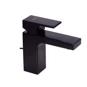 Hansgrohe Vernis Shape 100 Einhebel-Waschtischmischer Mattschwarz mit isolierter Wasserführung und Zugstangen-Ablaufgarnitur