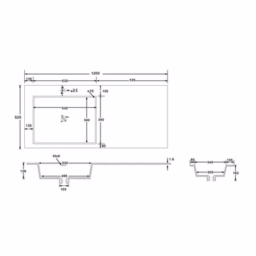 Waschbecken Set mattweiß 120 cm mit ARGENA Unterschrank Eiche mattweiß mit Softclose