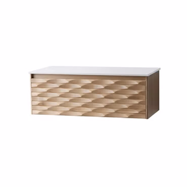 Waschtisch Set Waschtischplatte weiß 120 cm mit ARGENA Unterschrank Eiche mattweiß