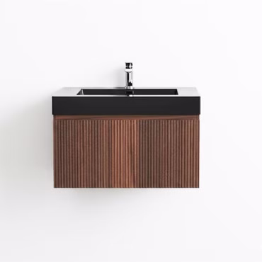 Badmöbelset BELVIT TRIONA 80 cm Mattschwarz mit Unterschrank Softclose Schublade