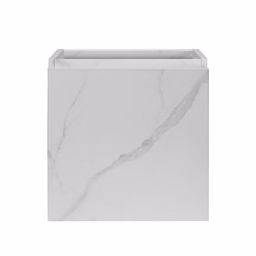 BELVIT Aufsatzwaschbecken Set 40 cm Mattschwarz mit Unterschrank Weiß Marmor Gäste WC ohne Überlauf reversibel Softclose