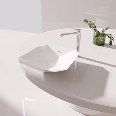 Creavit Ruby Aufsatz-Waschbecken Keramik 40 cm Weiß glänzend ohne Überlauf