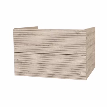 BELVIT ELARA Waschbeckenunterschrank 80 cm helles Holz mit 2 Schubladen Softclose MDF hängend
