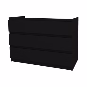 BELVIT Waschbeckenunterschrank Badezimmerschrank 3 Schubladen 120 cm schwarz matt MDF Softclose