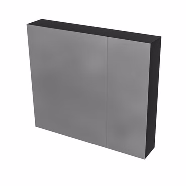 BELVIT DRAVA Spiegelschrank 60×70 cm Mattschwarz mit 2 einseitigen Spiegeltüren