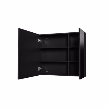 BELVIT DRAVA Spiegelschrank 80×70 cm Mattschwarz mit 2 einseitigen Spiegeltüren