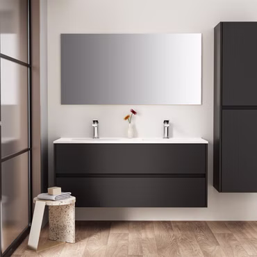 BELVIT DRAVA Badspiegel 76x60 cm Mattschwarz Rahmen Modernes Design