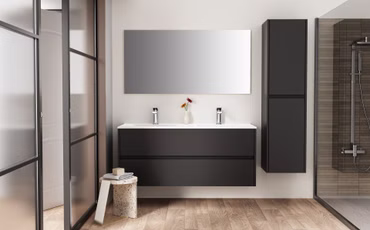 BELVIT DRAVA Badspiegel 118x60 cm Mattschwarz Rahmen Modernes Design