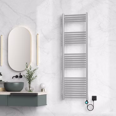 BELVIT Elektrischer Badheizkörper mit Digitalem Thermostat Smart WiFi Rechtsanschluss 900W Edelstahl Gebürstet 1600x500 mm