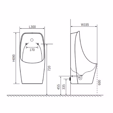 BELVIT Urinal mit Sensor Rückwandanschluss Keramik Weiß matt 30x69x33,5 cm
