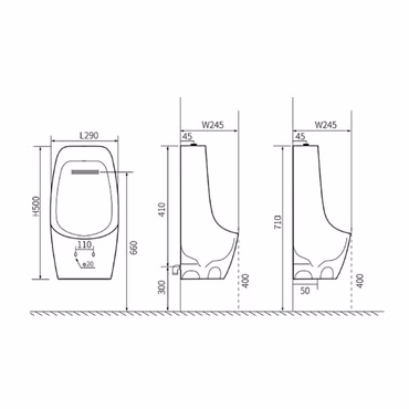 Belvit Urinal Keramik Weiß Glänzend 29x50x24,5 cm Oberer Zulauf Modernes Design