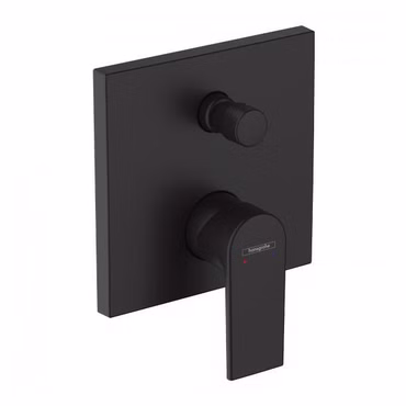 Duschset mit Hansgrohe Vernis Shape Unterputz Wannenmischer und Belvit Regendusche 30x30 cm Handbrause Wandanschlussbogen Mattschwarz