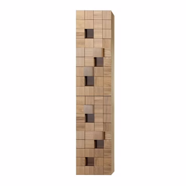MOVEA Hochschrank 160cm 2 Türen Grifflos Softclose Reversibel Helle Eiche Multiplex Eschenfurnier Blockmuster