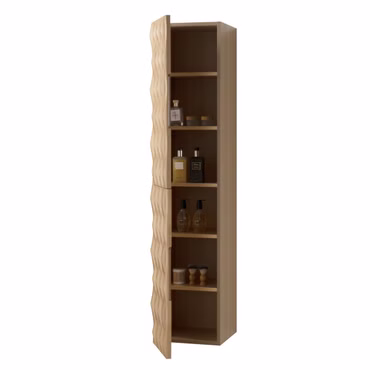 BELVIT ARGENA Säulenschrank 160x35x35cm 2 Türen Grifflos Softclose Reversibel Helle Eiche Multiplex Eschenfurnier