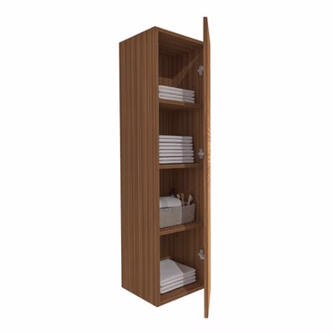 BELVIT ELARA Hochschrank Nussbaum MDF 135x40x39cm mit horizontalem Relief Soft Close