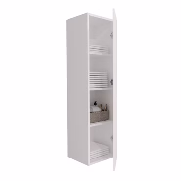 BELVIT ELARA Hochschrank Mattweiß MDF 135x40x39cm mit horizontalem Relief Soft Close