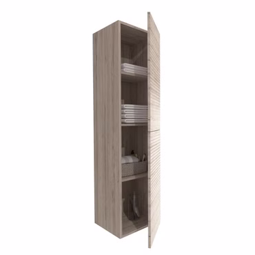 BELVIT ELARA Hochschrank Helles Holz MDF 160x39x39cm mit horizontalem Relief Soft Close