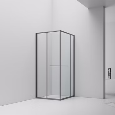 BELVIT Inslide Duschkabine 90x90 cm Schiebetür nach innen öffnend Sicherheitsglas 6 mm Anti Kalk Platzsparend Reversibel Klarglas Dunkelgrau