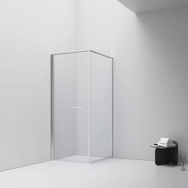 BELVIT Inslide Duschkabine 90x90 cm Schiebetür nach innen öffnend Sicherheitsglas 6 mm Anti Kalk Platzsparend Reversibel Klarglas Chrom