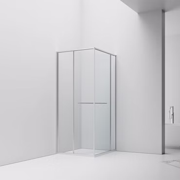 BELVIT Inslide Duschkabine 90x90 cm Schiebetür nach innen öffnend Sicherheitsglas 6 mm Anti Kalk Platzsparend Reversibel Klarglas Chrom