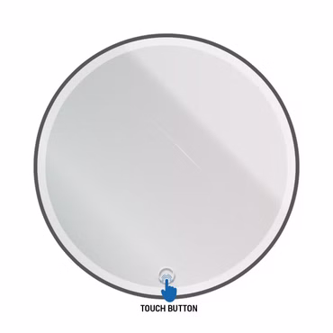 BELVIT Runder LED Spiegel 80 cm Mattschwarz mit Touch Funktion Badspiegel mit Beleuchtung