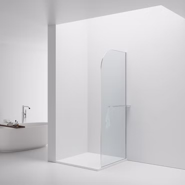 BELVIT Walk In begehbare Dusche 100x200cm Klarglas Chromprofil abgerundet mit Handtuchhalter