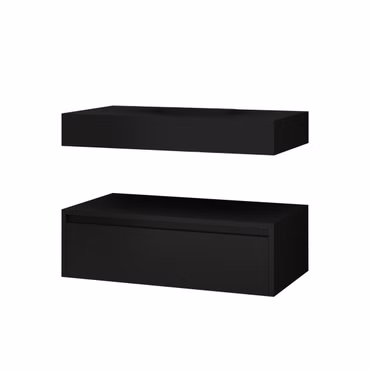 BELVIT LINUVA Waschtischunterschrank 80 cm Mattschwarz Unterschrank Set MDF Wandmontage Badezimmer Möbel modern