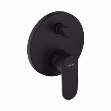 Duschset mit Hansgrohe Vernis Blend Unterputz Wannen-/Duschmischer iBox universal Schwarz rund mit Belvit Regendusche Handbrause Duschschlauch Brausearm Wandanschlussbogen
