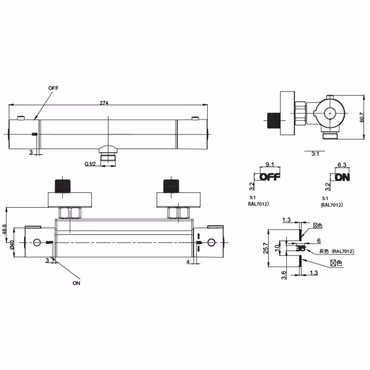 BELVIT Thermostatische Duscharmatur Schwarz matt Cool Touch & Temperaturbegrenzer für Komfort