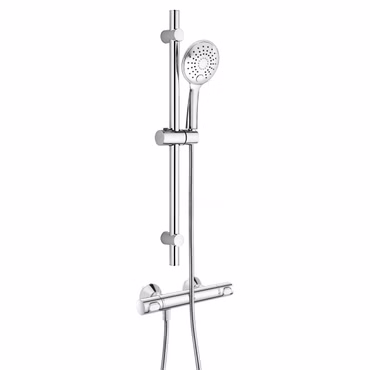 GROHE QuickFix Precision Flow Thermostat Dusch Set mit Aloni Slim Duschstange 3 Strahl Chrom