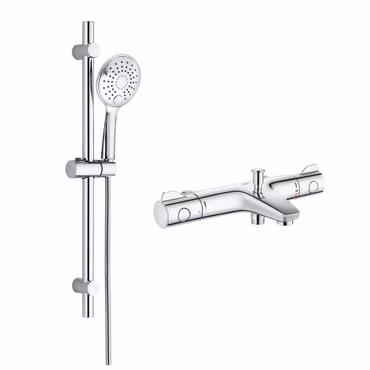 GROHE Grohtherm 800 Dusch Set mit Thermostat-Wannenarmatur und Aloni Smart Slim Duschstange chrom