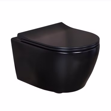 BELVIT Dusch-WC Bidet Komplettset Schwarz matt mit Vorwandelement 75-82 cm Soft-Close Deckel Drückerplatte