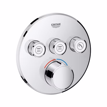 BELVIT Duschset mit GROHE Rapido SmartBox & SmartControl - inkl. XL Kopfbrause, Handbrause, Schlauch & Wandanschluss Chrom