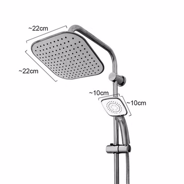 BELVIT Duschsystem mit Regendusche und Handbrause weiß chrom eckig