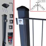 Doppelstabmattenzaun Anthrazit 6/5/6 Klemmplättchen Doppelstabmattenzaun abbildung mit Pfosten. Zubehör Farbspray, kappe und Schrauben abgebildet