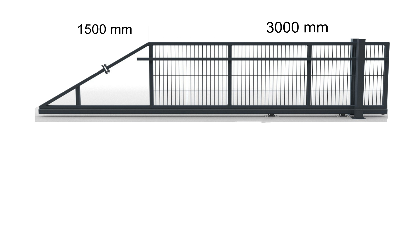 Schiebetor Anthrazit 8/6/8 mm Anthrazit Breite 3000 mm