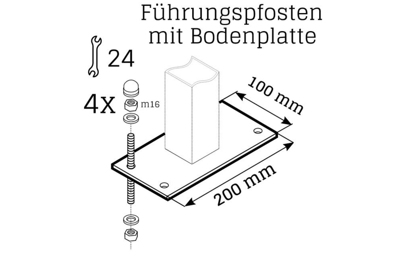 Detailzeichnung Führungspfosten Montage
