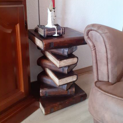 Nachttisch Beistelltisch Bücherhocker Tisch Hocker Buch Stapel Holz 50cm Groß