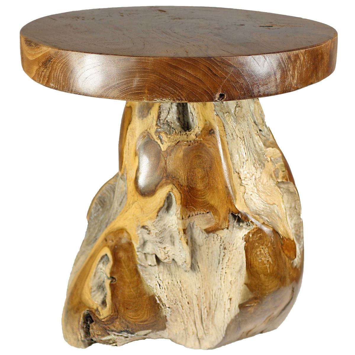 Wurzelhocker 40 cm Blumenhocker Rundhocker Teakholzhocker Holzhocker Kunst Holz Teakholz Natur Hocker Unikat