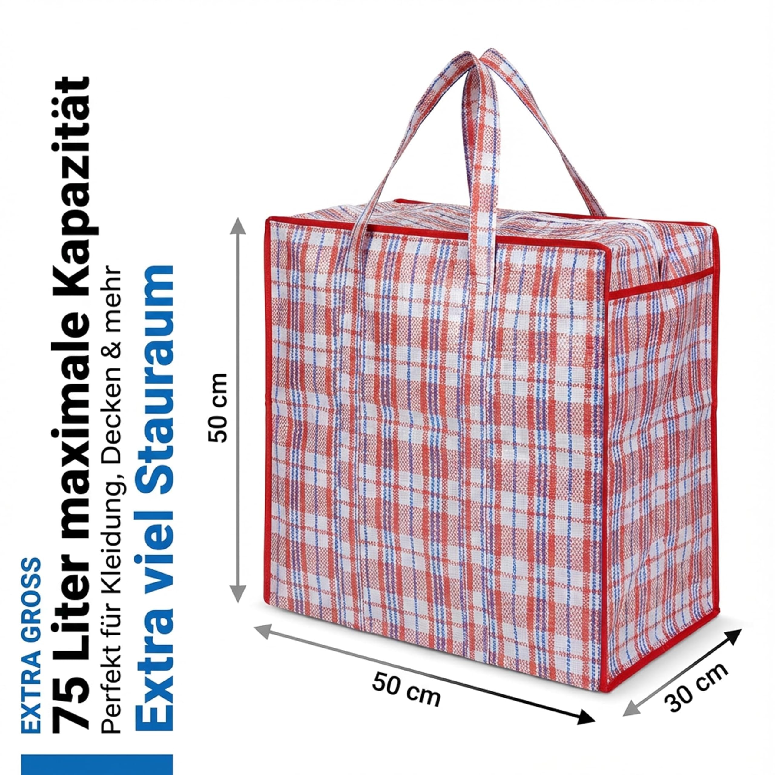 Josephine Osthoff Unisex Schwerlast Aufbewahrungstaschen Wäschebeutel– wasserdicht, langlebig, mit Reißverschluss, 75L, 20kg, assortierte Farben