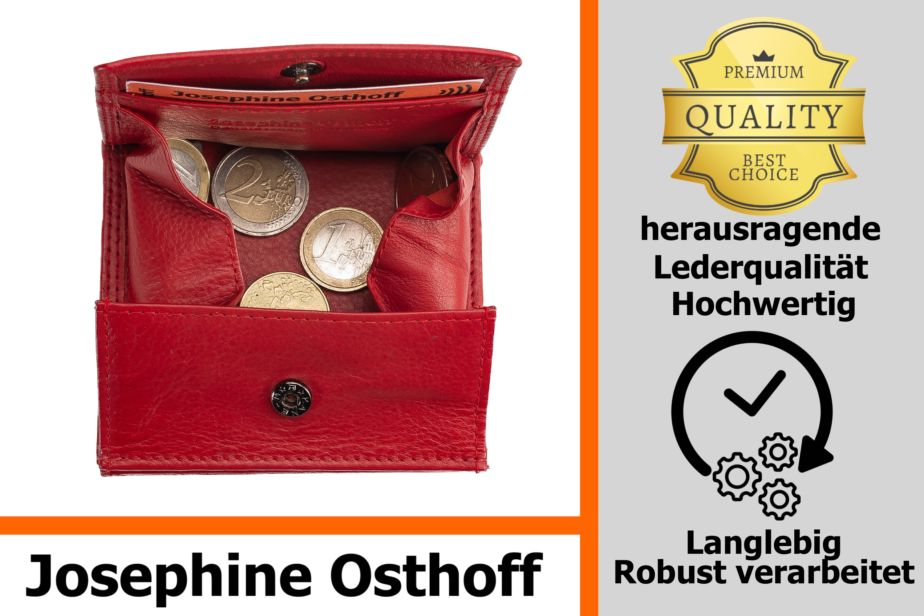 Josephine Osthoff Geldbörse Damen Wiener Schachtel Portemonnaie Münzbörse gross wallet Herren Geldbeutel echt Leder RFID-Schutz (927)